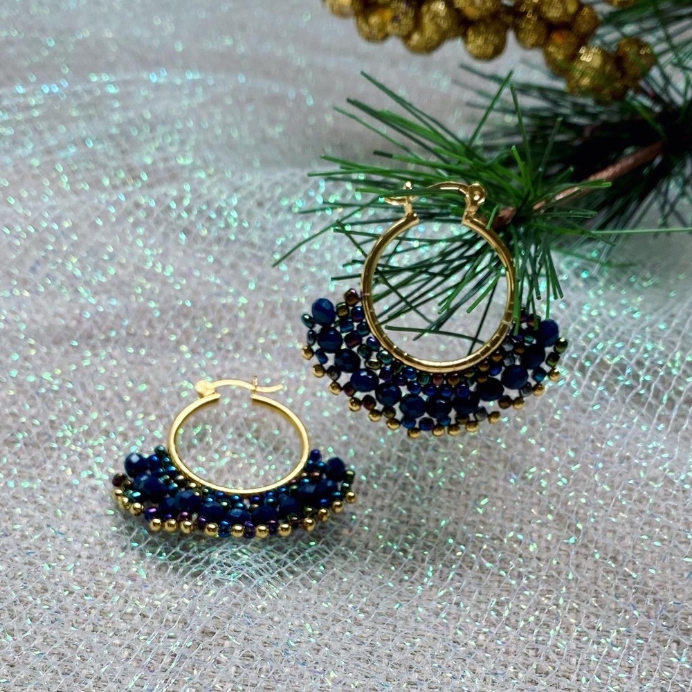 Boho Mexican Chaquira Beaded Hoop Earrings